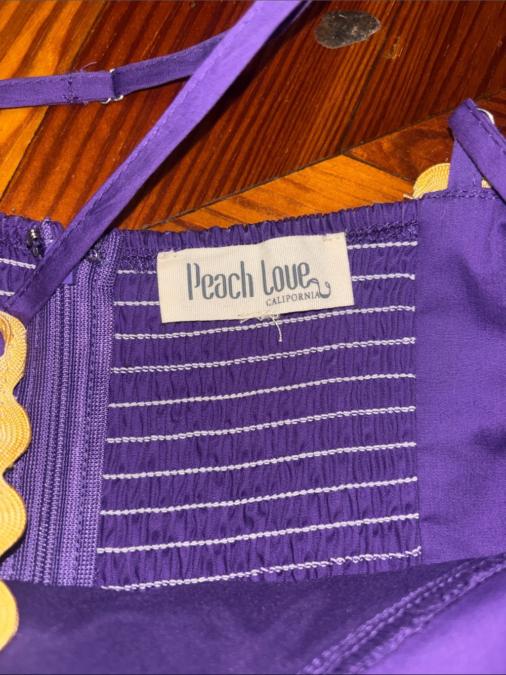 Women’s Tiered Purple Dress with Yellow Trim- Game Day! - Picture 2 of 4